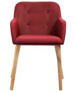 vidaXL Dining Chairs 4 pcs Wine Red Fabric and Solid Oak Wood