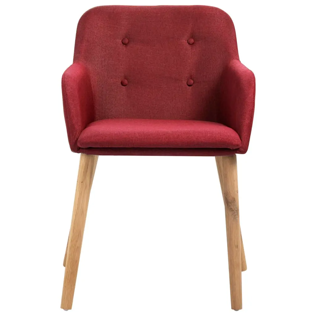 vidaXL Dining Chairs 4 pcs Wine Red Fabric and Solid Oak Wood