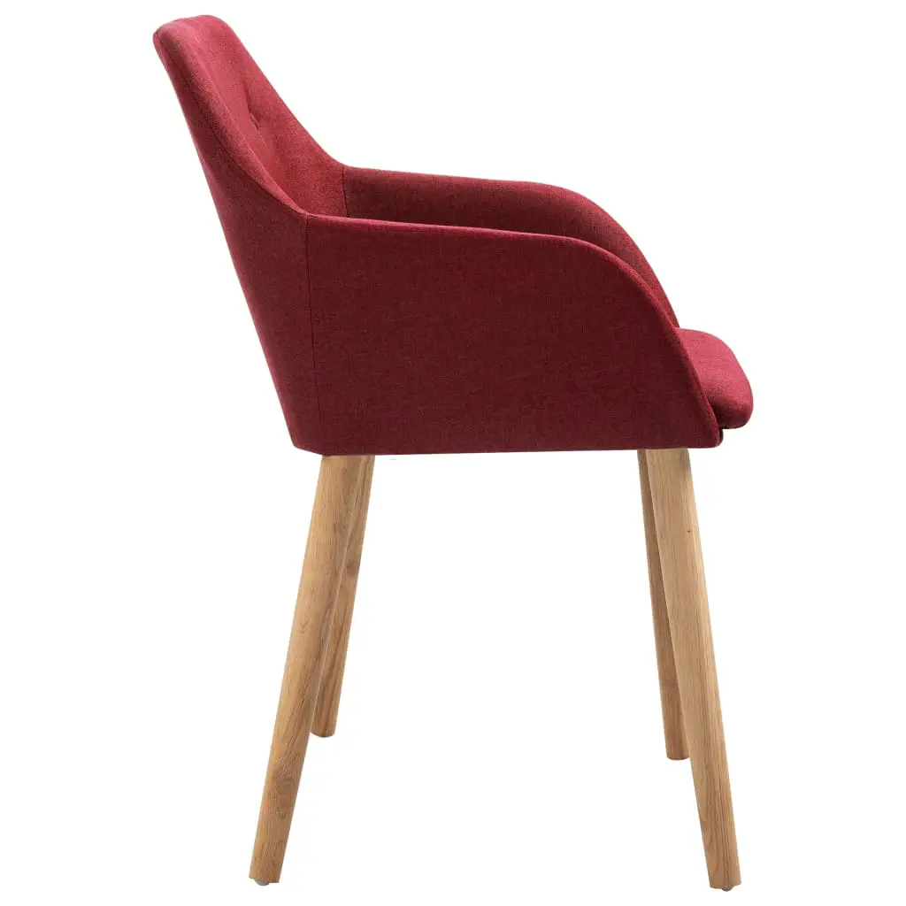 vidaXL Dining Chairs 4 pcs Wine Red Fabric and Solid Oak Wood