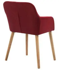 vidaXL Dining Chairs 4 pcs Wine Red Fabric and Solid Oak Wood