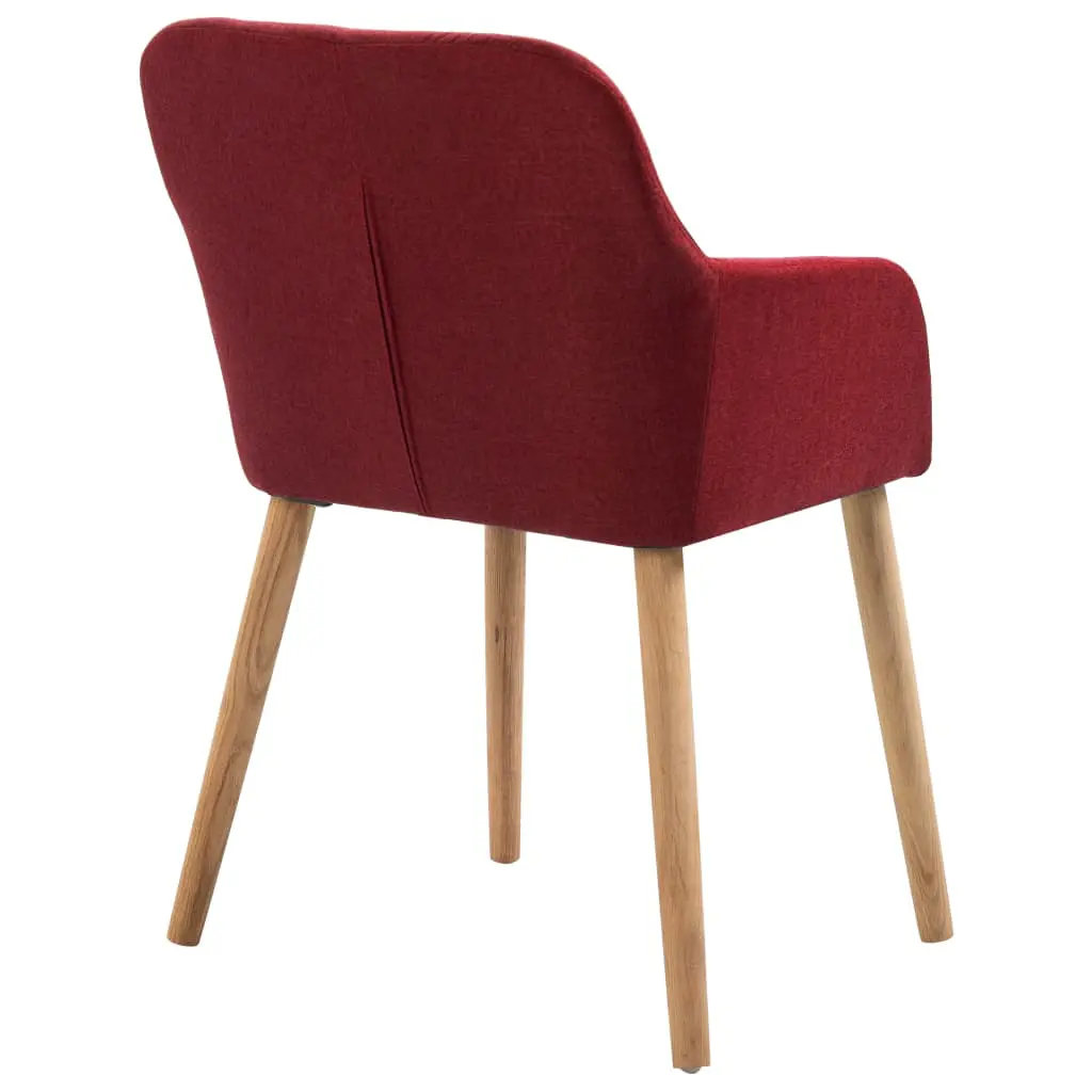 vidaXL Dining Chairs 4 pcs Wine Red Fabric and Solid Oak Wood