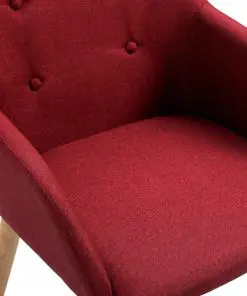 vidaXL Dining Chairs 4 pcs Wine Red Fabric and Solid Oak Wood