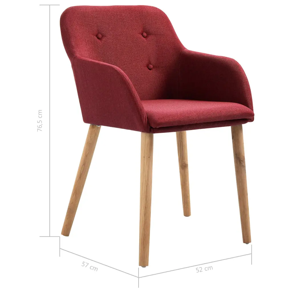 vidaXL Dining Chairs 4 pcs Wine Red Fabric and Solid Oak Wood