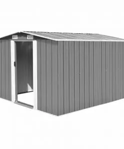 vidaXL Garden Shed 257x298x178 cm Metal Grey