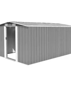 vidaXL Garden Shed 257x398x178 cm Metal Grey