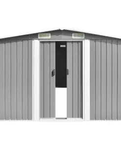 vidaXL Garden Shed 257x398x178 cm Metal Grey