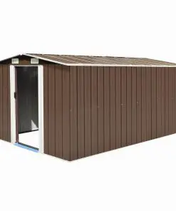 vidaXL Garden Shed 257x398x178 cm Metal Brown