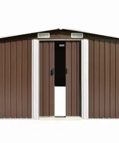 vidaXL Garden Shed 257x398x178 cm Metal Brown