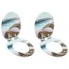 vidaXL WC Toilet Seats 2 pcs with Soft Close Lids MDF Muschel Design vidaXL WC Toilet Seats 2 pcs with Soft Close Lids MDF Muschel Design