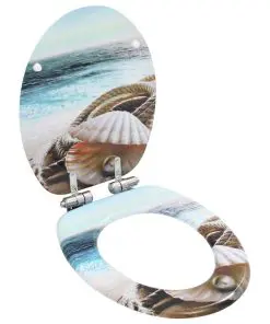 vidaXL WC Toilet Seats 2 pcs with Soft Close Lids MDF Muschel Design