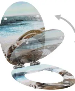 vidaXL WC Toilet Seats 2 pcs with Soft Close Lids MDF Muschel Design