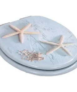 vidaXL WC Toilet Seats 2 pcs with Soft Close Lids MDF Starfish Design