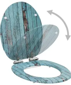 vidaXL WC Toilet Seats 2 pcs with Soft Close Lids MDF Old Wood Design