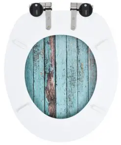 vidaXL WC Toilet Seats 2 pcs with Soft Close Lids MDF Old Wood Design