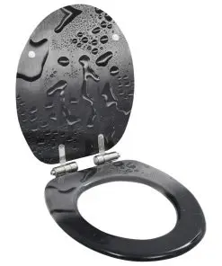 vidaXL WC Toilet Seats 2 pcs with Soft Close Lids MDF Water Drop Design