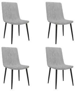 vidaXL Dining Chairs 4 pcs Light Grey Faux Leather