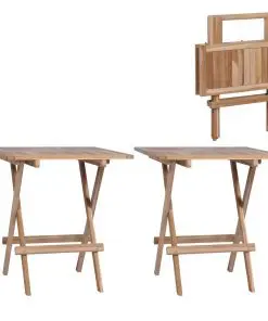 vidaXL Folding Bistro Tables 2 pcs 60x60x65 cm Solid Teak