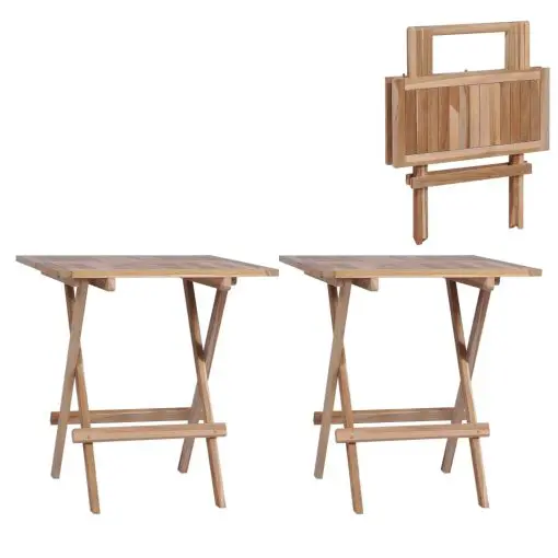 vidaXL Folding Bistro Tables 2 pcs 60x60x65 cm Solid Teak