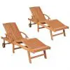 vidaXL Sun Loungers 2 pcs Solid Teak Wood vidaXL Sun Loungers 2 pcs Solid Teak Wood