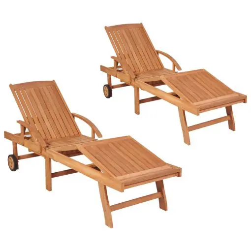 vidaXL Sun Loungers 2 pcs Solid Teak Wood