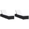 vidaXL Sun Loungers with Cushions 2 pcs Poly Rattan Black vidaXL Sun Loungers with Cushions 2 pcs Poly Rattan Black