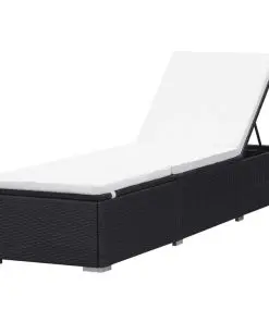 vidaXL Sun Loungers with Cushions 2 pcs Poly Rattan Black