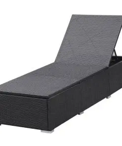 vidaXL Sun Loungers with Cushions 2 pcs Poly Rattan Black