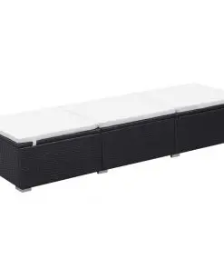 vidaXL Sun Loungers with Cushions 2 pcs Poly Rattan Black