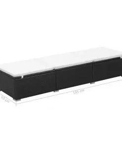 vidaXL Sun Loungers with Cushions 2 pcs Poly Rattan Black