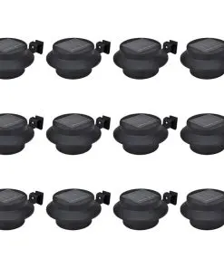 vidaXL Outdoor Solar Fence Lamps 12 pcs LED Black