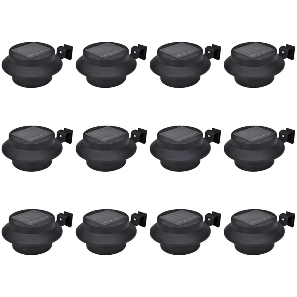 vidaXL Outdoor Solar Fence Lamps 12 pcs LED Black