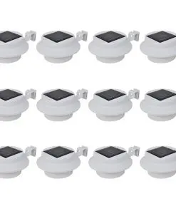 vidaXL Outdoor Solar Fence Lamps 12 pcs LED White