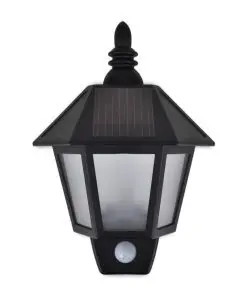 vidaXL Solar Wall Lamps 2 pcs with Motion Sensor Black