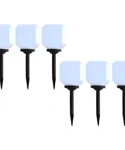 vidaXL Outdoor Solar Lamps 6 pcs LED Cubic 20 cm White