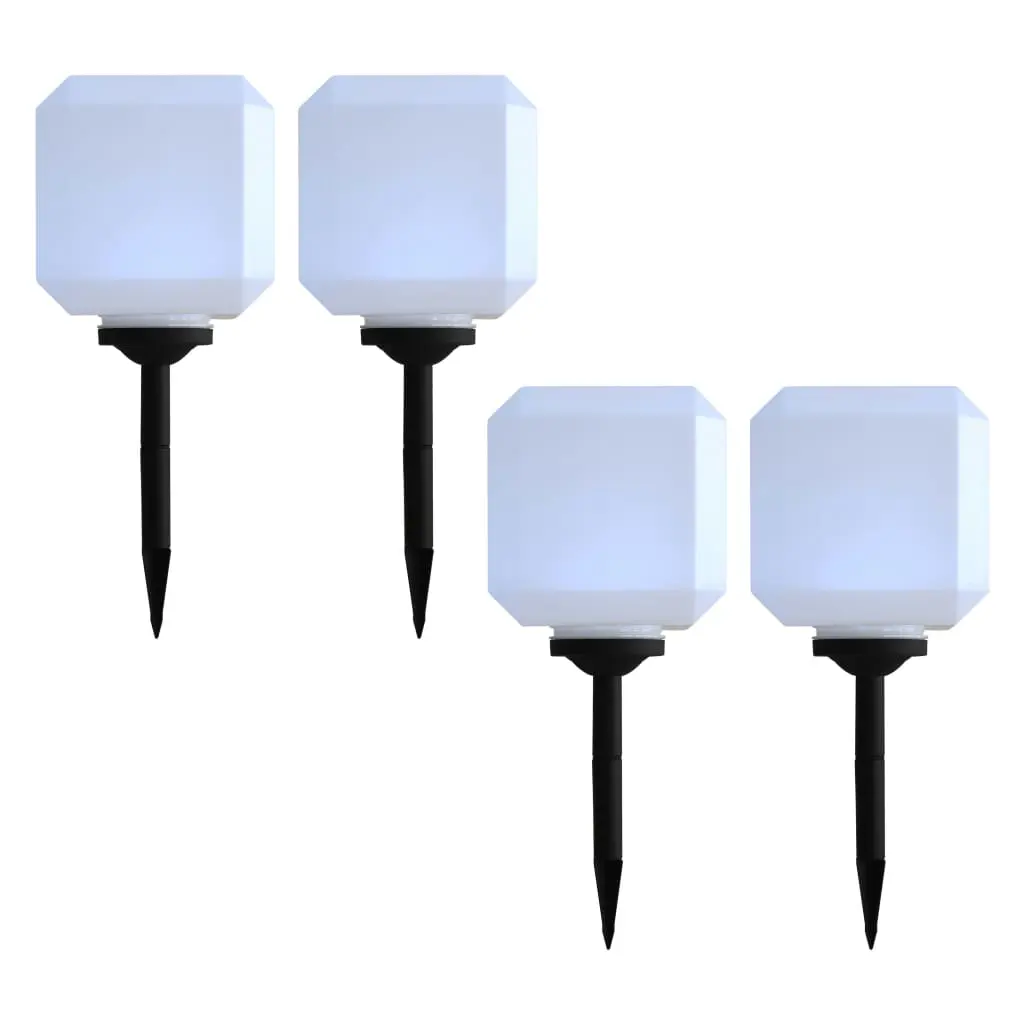 vidaXL Outdoor Solar Lamps 4 pcs LED Cubic 20 cm White