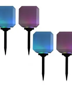 vidaXL Outdoor Solar Lamps 4 pcs LED Cubic 20 cm RGB