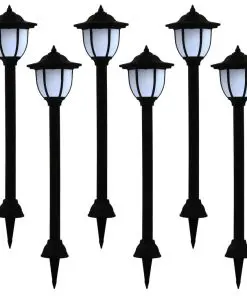 vidaXL Outdoor Solar Lamps 6 pcs LED Black