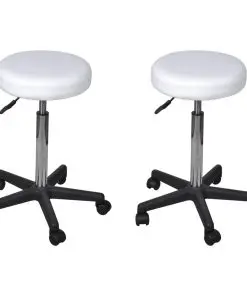 vidaXL Office Stools 2 pcs White 35.5×98 cm Faux Leather