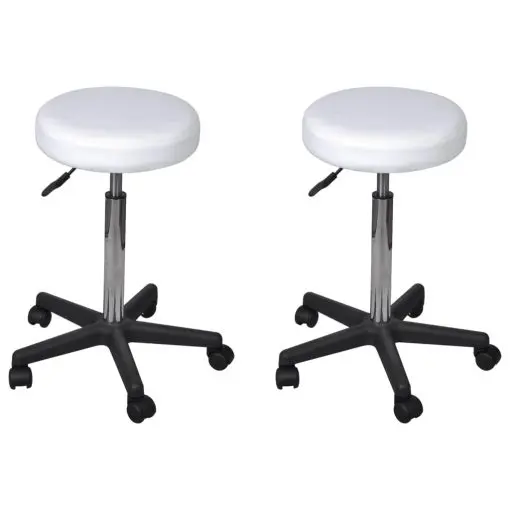 vidaXL Office Stools 2 pcs White 35.5×98 cm Faux Leather