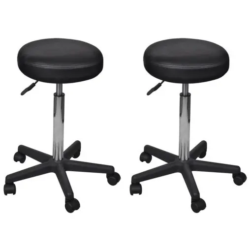 vidaXL Office Stools 2 pcs Black 35.5×98 cm Faux Leather