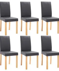 vidaXL Dining Chairs 6 pcs Grey Faux Leather