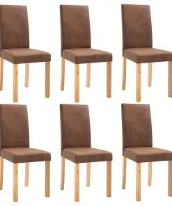 vidaXL Dining Chairs 6 pcs Brown Faux Suede Leather