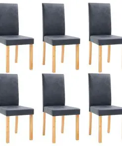 vidaXL Dining Chairs 6 pcs Grey Faux Suede Leather