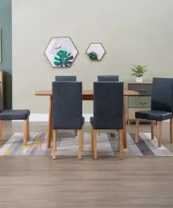 vidaXL Dining Chairs 6 pcs Grey Faux Suede Leather