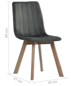 vidaXL Dining Chairs 2 pcs Grey Velvet