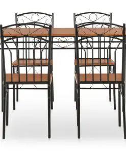 vidaXL 5 Piece Dining Set MDF and Steel Brown