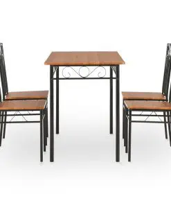 vidaXL 5 Piece Dining Set MDF and Steel Brown
