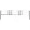 vidaXL Garden Fence with Spear Top Steel 3.4×0.6 m Black
