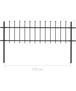 vidaXL Garden Fence with Spear Top Steel 3.4×0.6 m Black