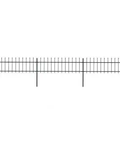 vidaXL Garden Fence with Spear Top Steel 5.1×0.6 m Black